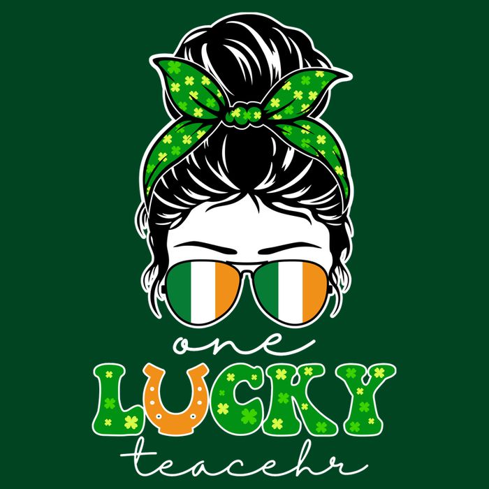 Cute St Patricks Day One Lucky Teacher Cooling Performance Crew T-Shirt