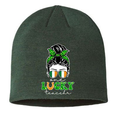 Cute St Patricks Day One Lucky Teacher Sustainable Beanie
