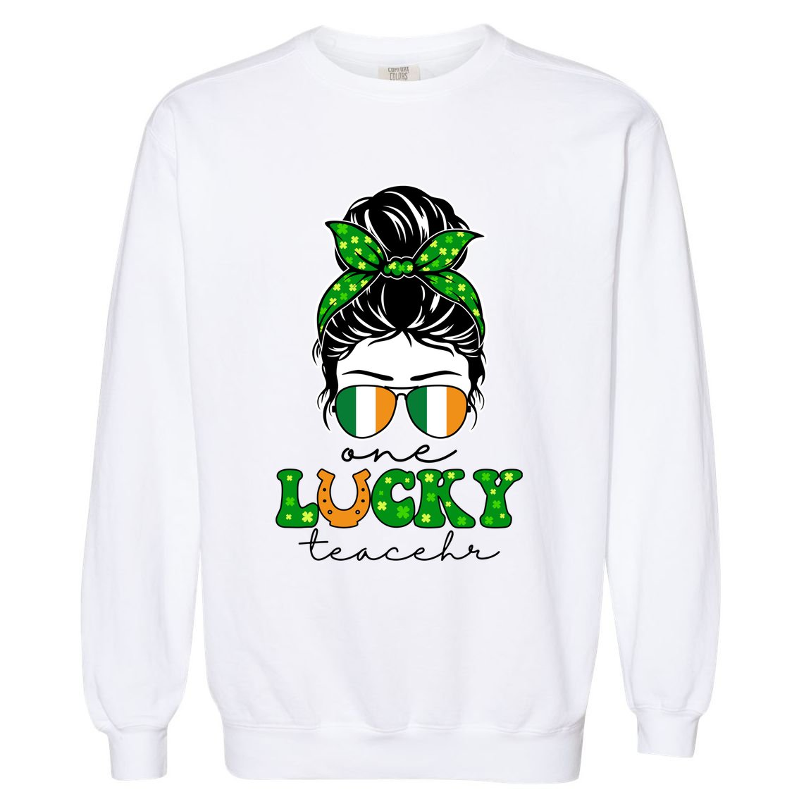 Cute St Patricks Day One Lucky Teacher Garment-Dyed Sweatshirt