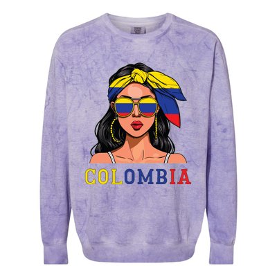 Colombianas Souvenirs Products Woman Flag Roots Colombia Colorblast Crewneck Sweatshirt