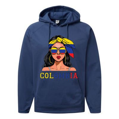 Colombianas Souvenirs Products Woman Flag Roots Colombia Performance Fleece Hoodie