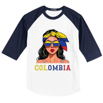 Colombianas Souvenirs Products Woman Flag Roots Colombia Baseball Sleeve Shirt