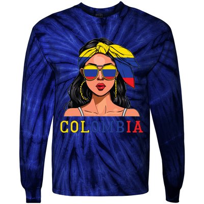 Colombianas Souvenirs Products Woman Flag Roots Colombia Tie-Dye Long Sleeve Shirt