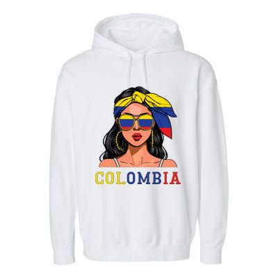 Colombianas Souvenirs Products Woman Flag Roots Colombia Garment-Dyed Fleece Hoodie