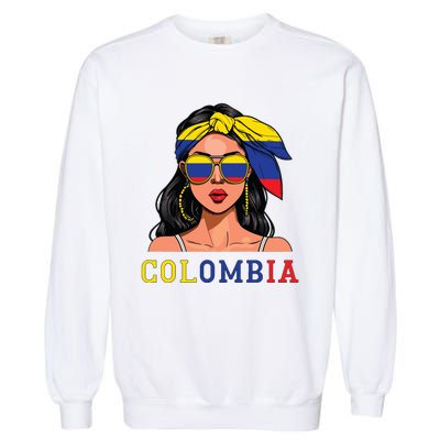 Colombianas Souvenirs Products Woman Flag Roots Colombia Garment-Dyed Sweatshirt