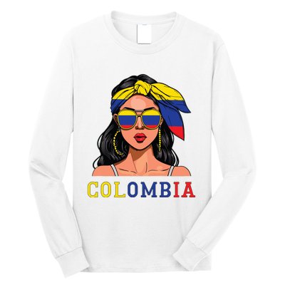 Colombianas Souvenirs Products Woman Flag Roots Colombia Long Sleeve Shirt