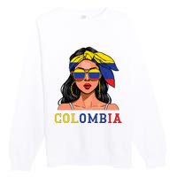 Colombianas Souvenirs Products Woman Flag Roots Colombia Premium Crewneck Sweatshirt