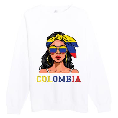 Colombianas Souvenirs Products Woman Flag Roots Colombia Premium Crewneck Sweatshirt