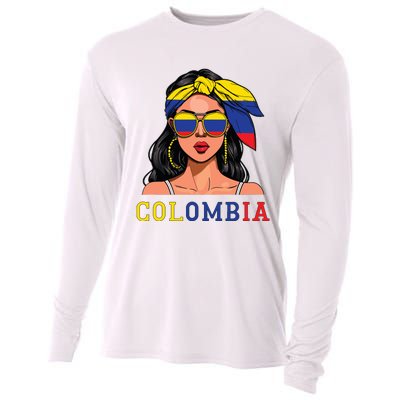 Colombianas Souvenirs Products Woman Flag Roots Colombia Cooling Performance Long Sleeve Crew