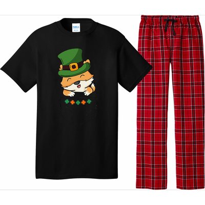 Cute Saint Patrick's Day Fox With Green Hat In Pocket Pajama Set