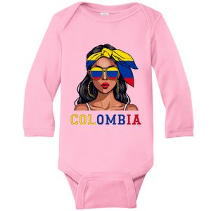 Colombianas Souvenirs Products Woman Flag Roots Colombia Baby Long Sleeve Bodysuit