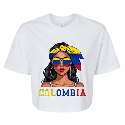 Colombianas Souvenirs Products Woman Flag Roots Colombia Bella+Canvas Jersey Crop Tee