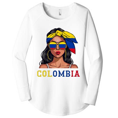 Colombianas Souvenirs Products Woman Flag Roots Colombia Women's Perfect Tri Tunic Long Sleeve Shirt