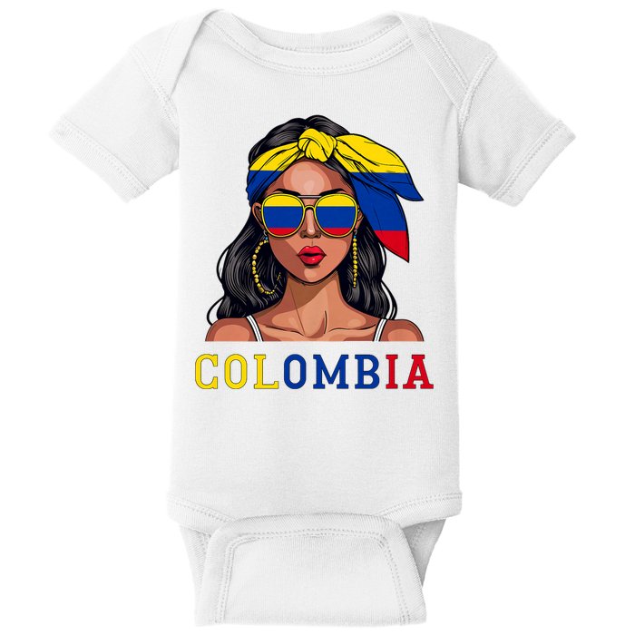 Colombianas Souvenirs Products Woman Flag Roots Colombia Baby Bodysuit