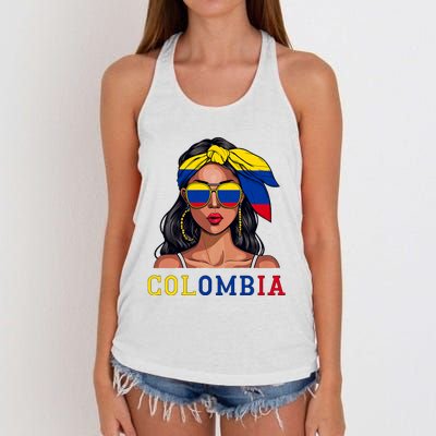 Colombianas Souvenirs Products Woman Flag Roots Colombia Women's Knotted Racerback Tank