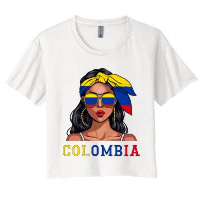 Colombianas Souvenirs Products Woman Flag Roots Colombia Women's Crop Top Tee