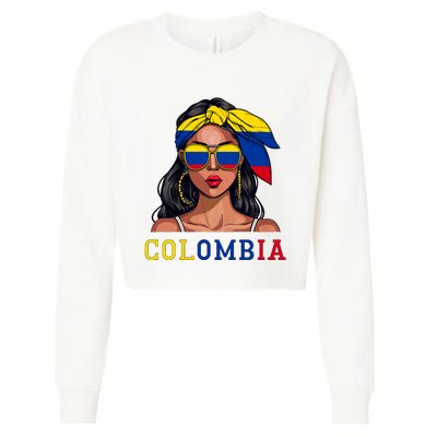 Colombianas Souvenirs Products Woman Flag Roots Colombia Cropped Pullover Crew