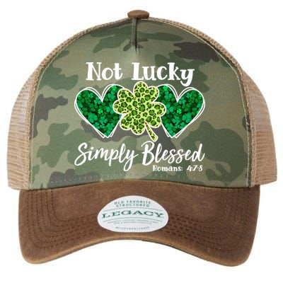 Cute St Patricks Day Not Lucky Simply Blessed Romans 4: 7 8 Legacy Tie Dye Trucker Hat