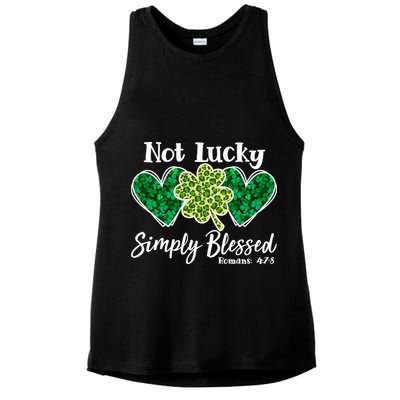 Cute St Patricks Day Not Lucky Simply Blessed Romans 4: 7 8 Ladies PosiCharge Tri-Blend Wicking Tank