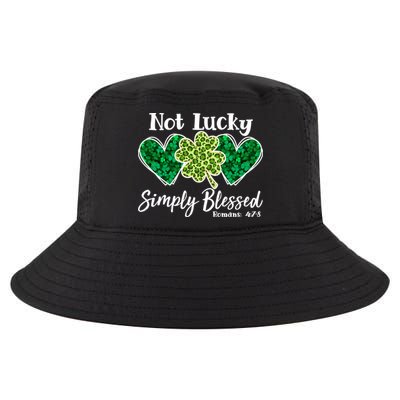 Cute St Patricks Day Not Lucky Simply Blessed Romans 4: 7 8 Cool Comfort Performance Bucket Hat