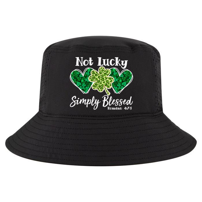 Cute St Patricks Day Not Lucky Simply Blessed Romans 4: 7 8 Cool Comfort Performance Bucket Hat