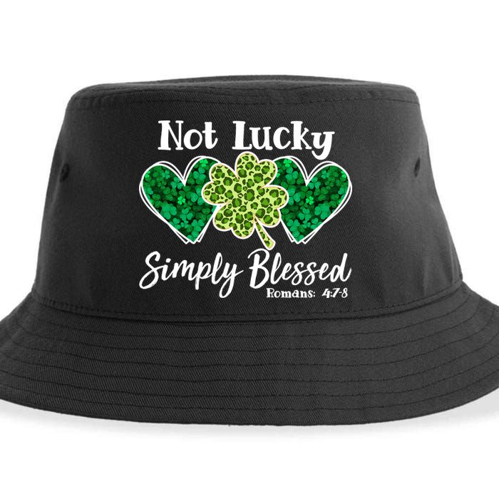 Cute St Patricks Day Not Lucky Simply Blessed Romans 4: 7 8 Sustainable Bucket Hat