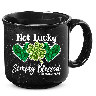 Cute St Patricks Day Not Lucky Simply Blessed Romans 4: 7 8 15oz Campfire Ceramic Mug