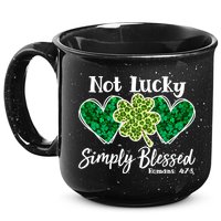 Cute St Patricks Day Not Lucky Simply Blessed Romans 4: 7 8 15oz Campfire Ceramic Mug