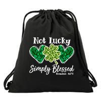 Cute St Patricks Day Not Lucky Simply Blessed Romans 4: 7 8 Drawstring Bag