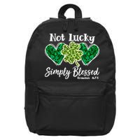 Cute St Patricks Day Not Lucky Simply Blessed Romans 4: 7 8 16 in Basic Backpack