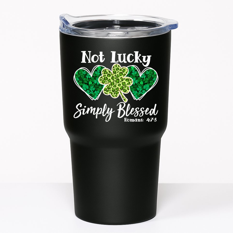 Cute St Patricks Day Not Lucky Simply Blessed Romans 4: 7 8 Tumbler