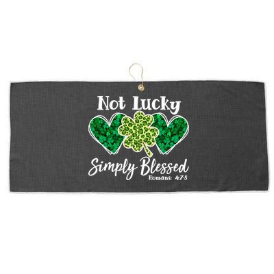 Cute St Patricks Day Not Lucky Simply Blessed Romans 4: 7 8 Large Microfiber Waffle Golf Towel