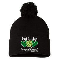 Cute St Patricks Day Not Lucky Simply Blessed Romans 4: 7 8 Pom Pom 12in Knit Beanie