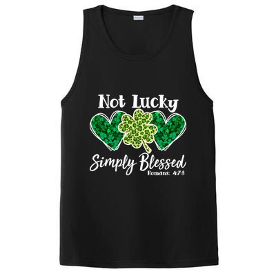 Cute St Patricks Day Not Lucky Simply Blessed Romans 4: 7 8 PosiCharge Competitor Tank