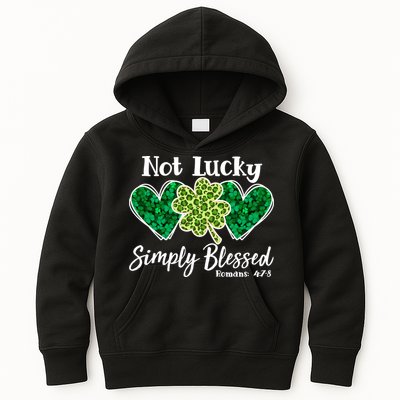 Cute St Patricks Day Not Lucky Simply Blessed Romans 4: 7 8 Kids Hoodie