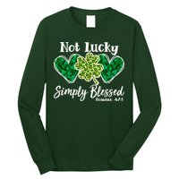 Cute St Patricks Day Not Lucky Simply Blessed Romans 4: 7 8 Long Sleeve Shirt