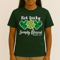Cute St Patricks Day Not Lucky Simply Blessed Romans 4: 7 8 T-Shirt