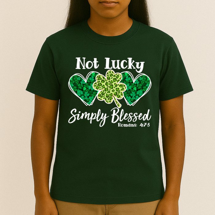 Cute St Patricks Day Not Lucky Simply Blessed Romans 4: 7 8 T-Shirt