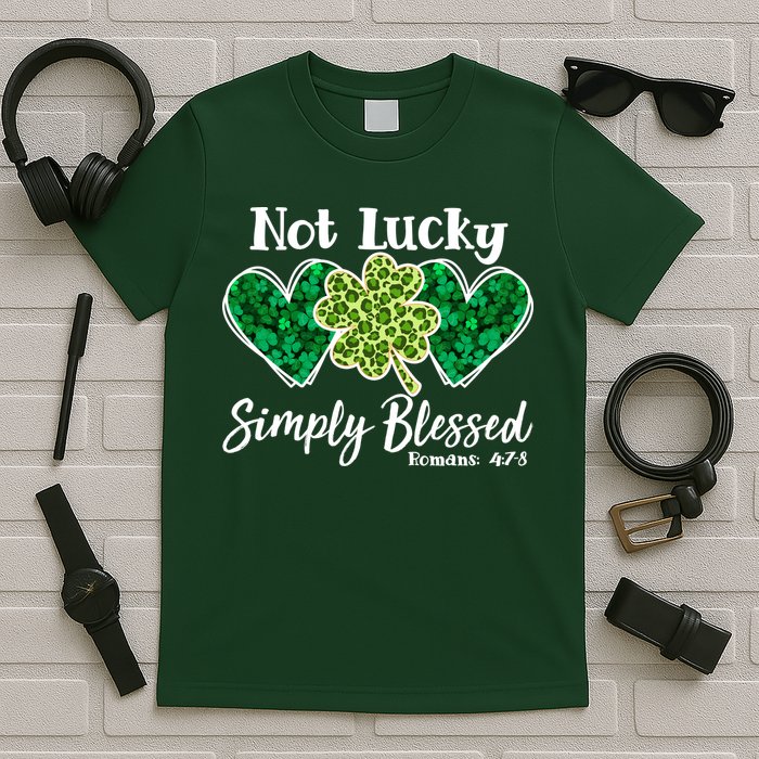 Cute St Patricks Day Not Lucky Simply Blessed Romans 4: 7 8 T-Shirt