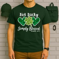 Cute St Patricks Day Not Lucky Simply Blessed Romans 4: 7 8 T-Shirt