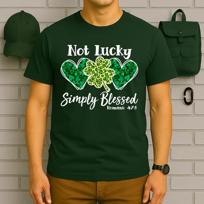 Cute St Patricks Day Not Lucky Simply Blessed Romans 4: 7 8 T-Shirt