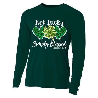 Cute St Patricks Day Not Lucky Simply Blessed Romans 4: 7 8 Cooling Performance Long Sleeve Crew