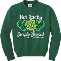 Cute St Patricks Day Not Lucky Simply Blessed Romans 4: 7 8 Kids Sweatshirt