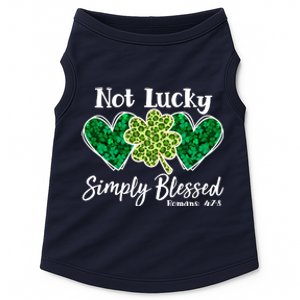 Cute St Patricks Day Not Lucky Simply Blessed Romans 4: 7 8 Doggie Tank