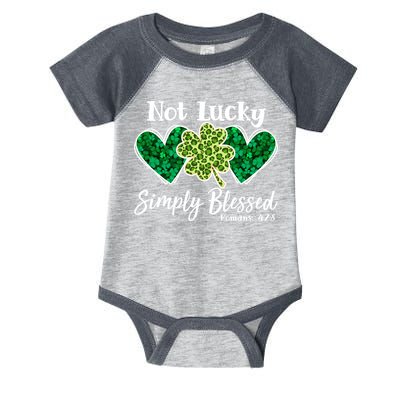 Cute St Patricks Day Not Lucky Simply Blessed Romans 4: 7 8 Infant Baby Jersey Bodysuit
