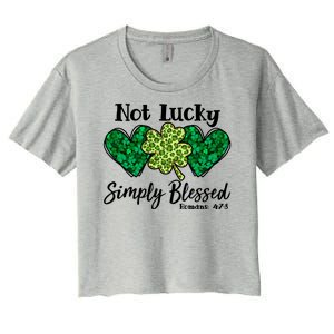 Cute St Patricks Day Not Lucky Simply Blessed Romans 4: 7 8 Women's Crop Top Tee