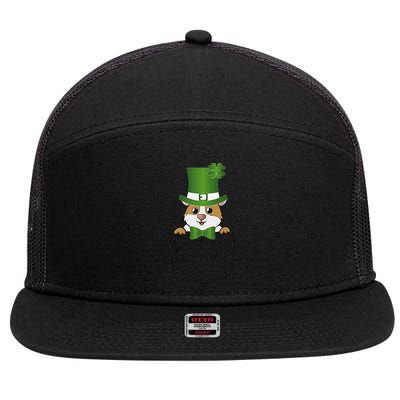 Cute Saint Patrick's Day GuineaPig With Green Hat In Pocket 7 Panel Mesh Trucker Snapback Hat