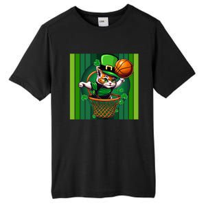 Cat St Patricks Day Basketball Lucky Clover Shamrock Gift Tall Fusion ChromaSoft Performance T-Shirt