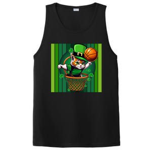 Cat St Patricks Day Basketball Lucky Clover Shamrock Gift PosiCharge Competitor Tank