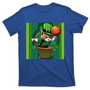 Cat St Patricks Day Basketball Lucky Clover Shamrock Gift T-Shirt